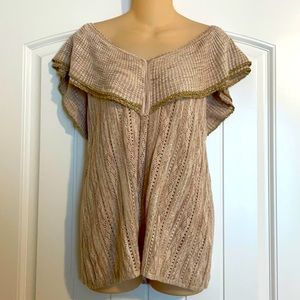 WHBM Gold/Beige Knit Off-the-Shoulder Sweater
